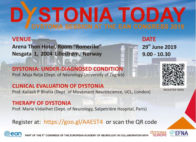 29 June 2019 | Dystonia Today – special session at the EAN Congress 2019